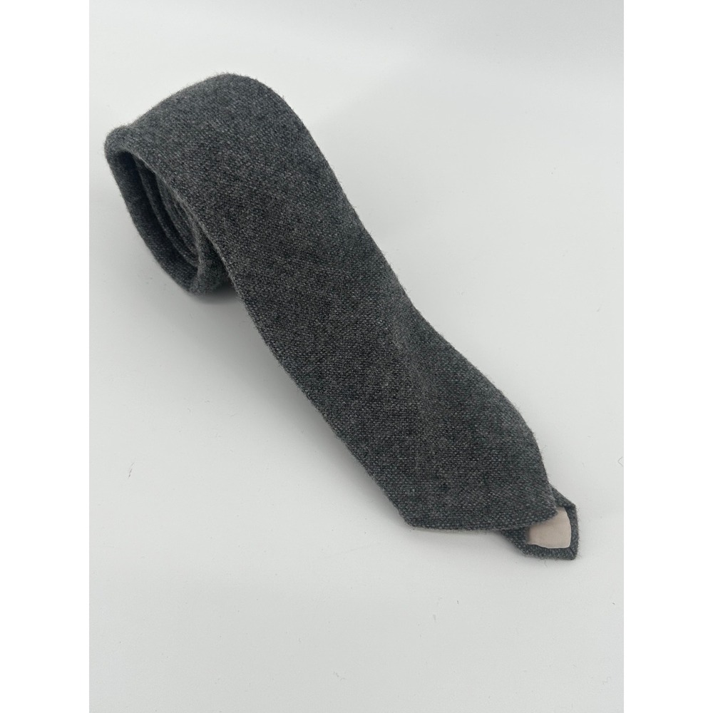 Glengala Mens Necktie 100% Wool Scotland Charcoal Gray Textured Formal Business